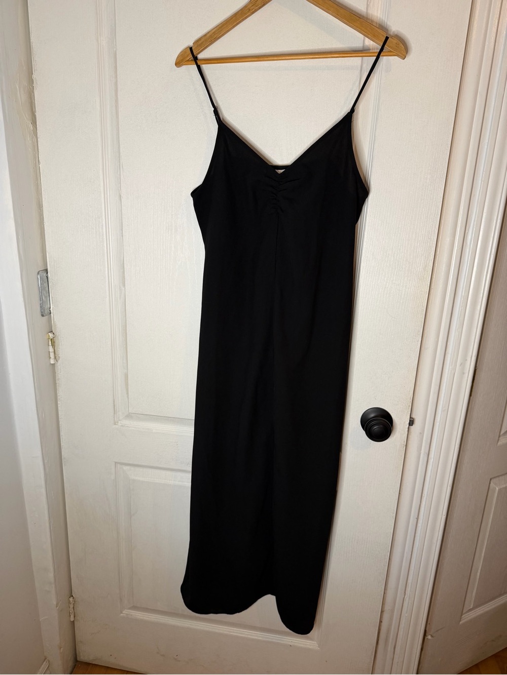 H&M Black Maxi Slip Dress with V-Neck and Spaghetti Straps